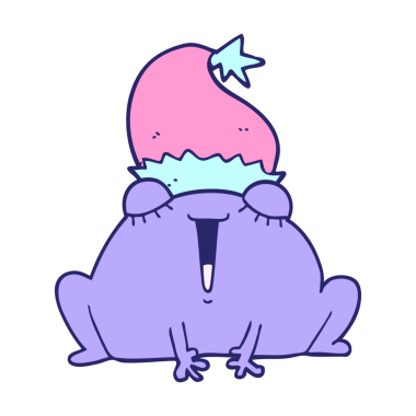 Parlak neon renkli şirin noel kurbağası.