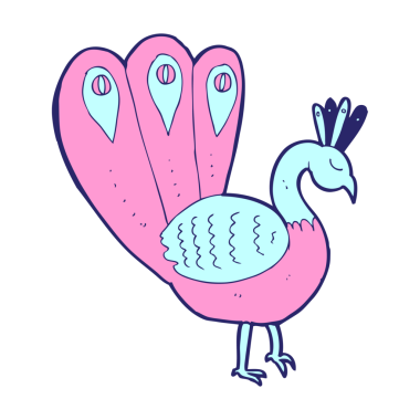 parlak neon renkli çizgi film tavus kuşu