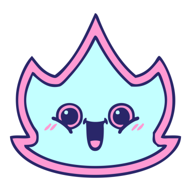 Parlak neon renkli şirin bir ateş karikatürü.