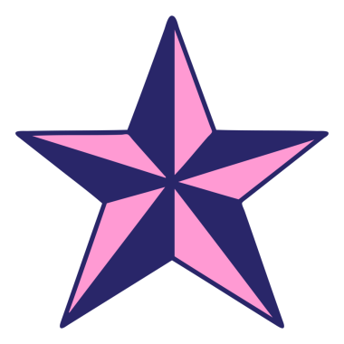 parlak neon renginde geleneksel bir yıldız dövmesi