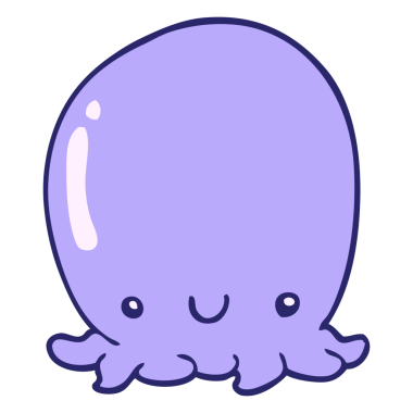 Parlak neon renkli şirin ahtapot çizgi filmi.