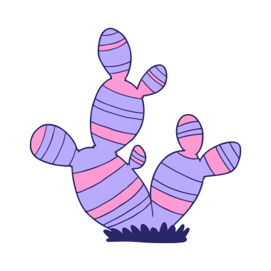 parlak neon renkli çizgi film kaktüsü