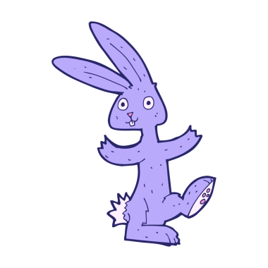 parlak neon renkli çizgi film tavşanı