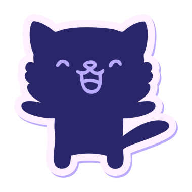 Parlak neon renkli küçük kedi etiketi