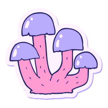 Parlak neon renkli bir mantar çıkartması.