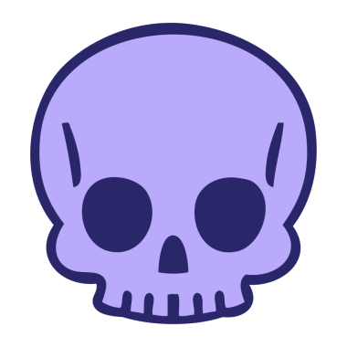 Parlak neon renkli el çizimi tuhaf bir kafatası.