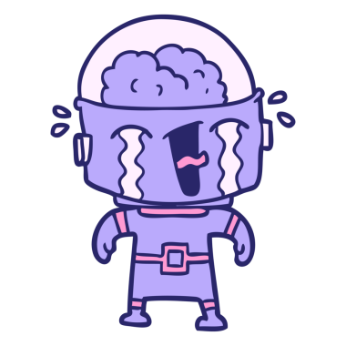 çizgi film ağlayan robot parlak neon renkli