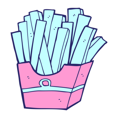 parlak neon renkli çizgi film kızartmaları