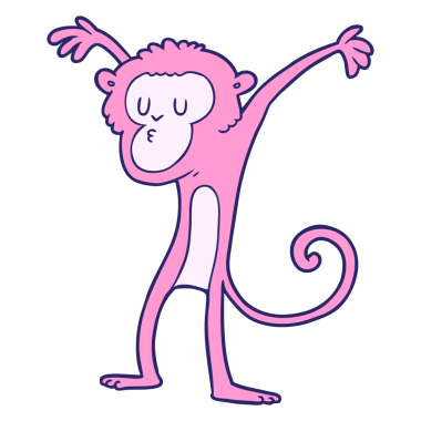 parlak neon renkli çizgi film maymunu