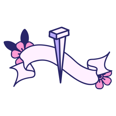 Parlak neon renkli demir çivi sancağıyla geleneksel dövme