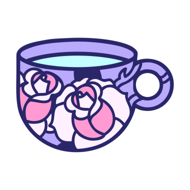 geleneksel bir kupa şeklinde dövme ve parlak neon renkli çiçekler.