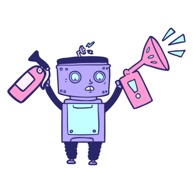 parlak neon renkli çizgi film robotu