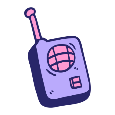 çizgi film karalama telsizi parlak neon renkli.