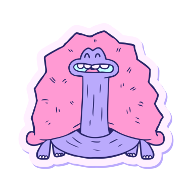 Parlak neon renkli komik bir kaplumbağanın çıkartması.