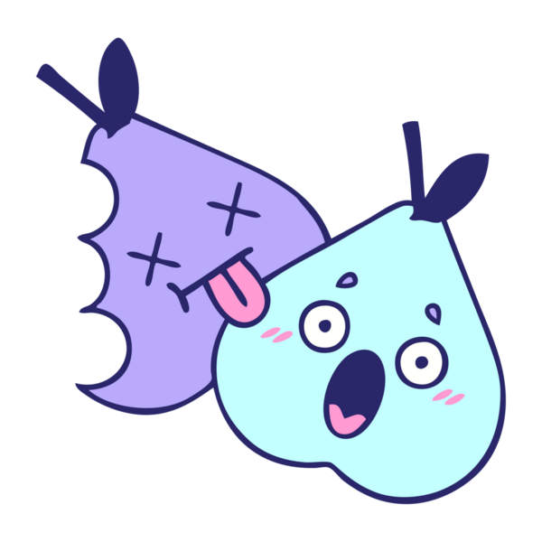 Parlak neon renkli armut karikatürü.