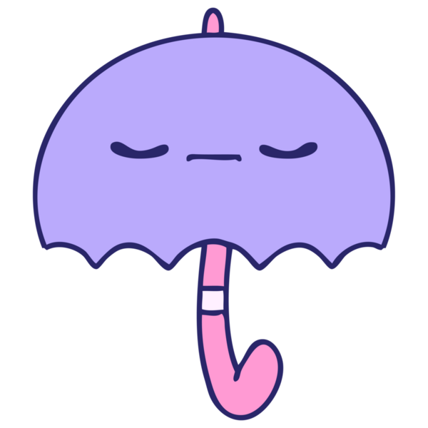 Yüzü parlak neon renkli geleneksel bir şemsiye karikatürü