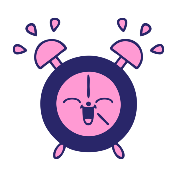 Çalar saatin parlak neon renkli şirin karikatürü