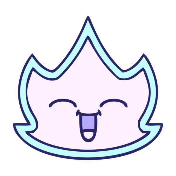 Parlak neon renkli şirin bir ateş karikatürü.