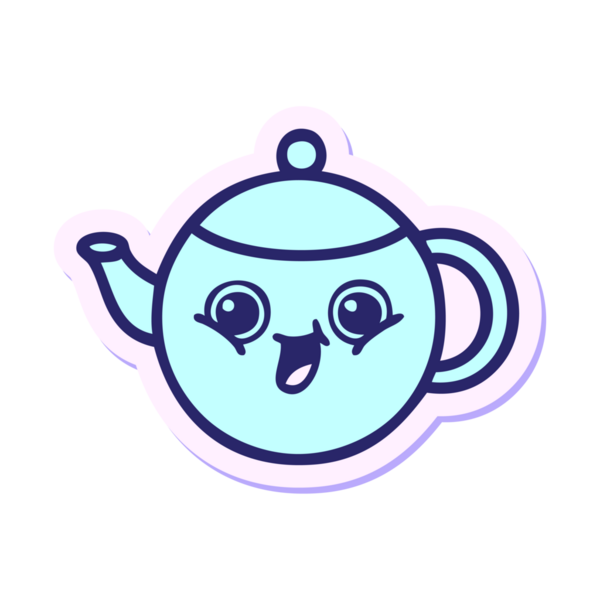 Parlak neon renkli şirin bir çaydanlığın çıkartması.