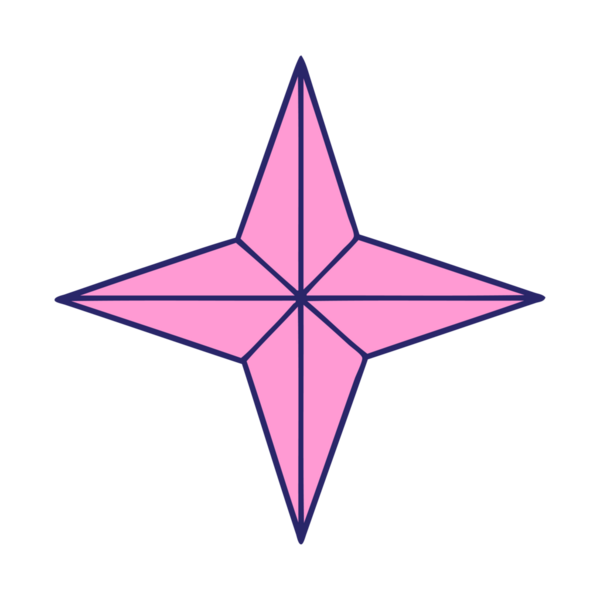 parlak neon renginde geleneksel bir yıldız dövmesi