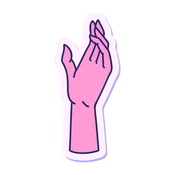 Parlak neon renkli geleneksel el dövmesi çıkartması.