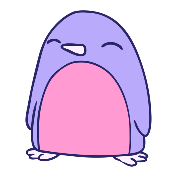 Parlak neon renkli şirin bir penguenin el çizimi karalaması.