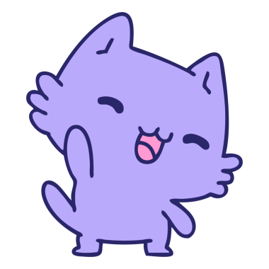 parlak neon renkli sevimli bir kedi çizgi filmi.