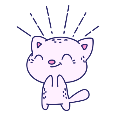 Geleneksel dövme stili parlak neon renkli mutlu kedi çizimi