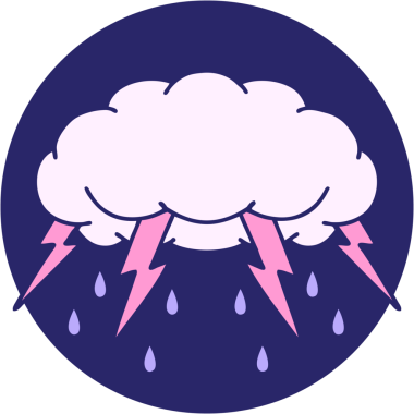 Parlak neon renkli bir fırtına bulutunun ikonik dövme görüntüsü