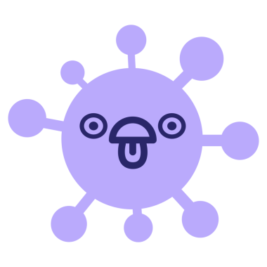 Parlak neon renginde kızgın bakışlı virüs