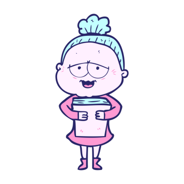 çizgi film mutlu yaşlı bayan parlak neon renkli