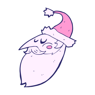 parlak neon renkli çizgi film Noel Baba yüzü