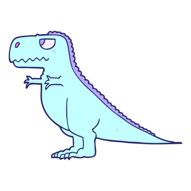 parlak neon renginde bir dinozor çizgi filmi