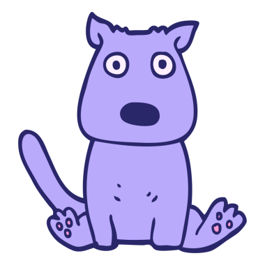 çizgi film karalaması parlak neon renkli sakin köpek