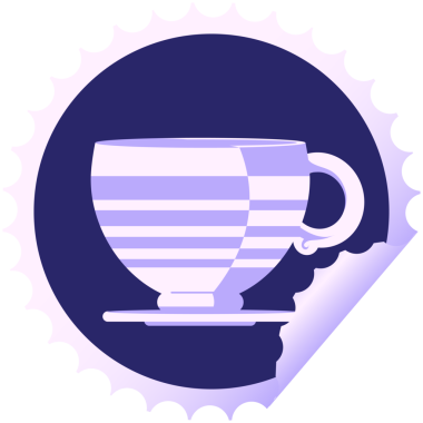 Kahve fincanı grafik vektör illüstrasyon etiketi parlak neon renkli