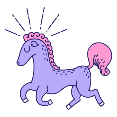 Geleneksel dövme stili parlak neon renginde zıplayan aygır.