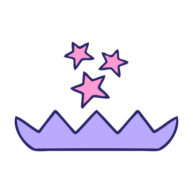 Parlak neon renkli sihirli bir nilüfer çiçeği çizgi filmi.