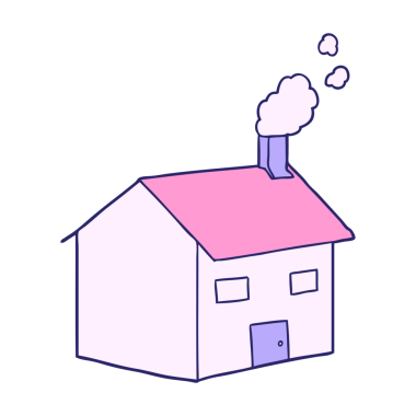 parlak neon renkli çizgi film evi