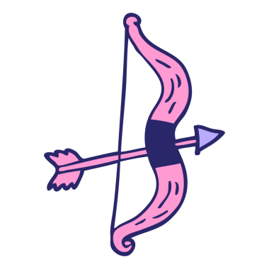 çizgi film karalama yayı ve ok parlak neon rengi