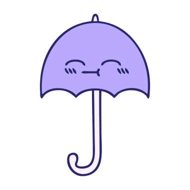 Parlak neon renkli şirin bir şemsiye karikatürü