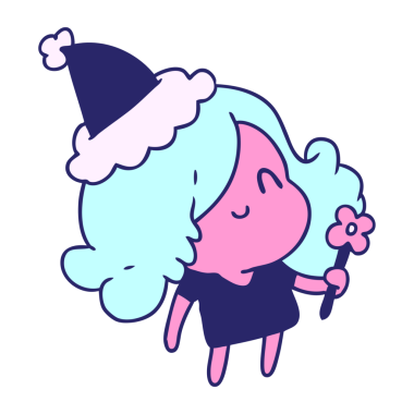 Kawaii kızının parlak neon renkli yılbaşı karikatürünü çizdim.