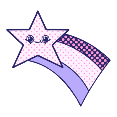 parlak neon renkli kayan bir gökkuşağı yıldızının çizgi filmi