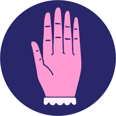 Parlak neon renkli bir elin ikonik dövme şekli