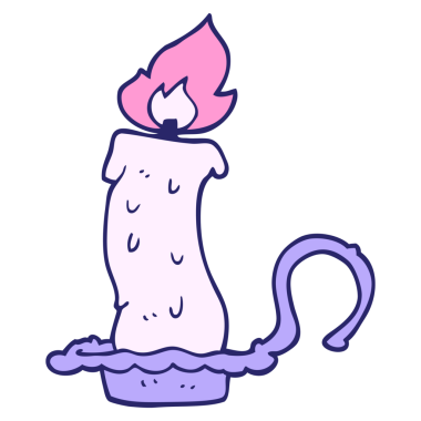 çizgi film karalaması parlak neon renginde yanan mum