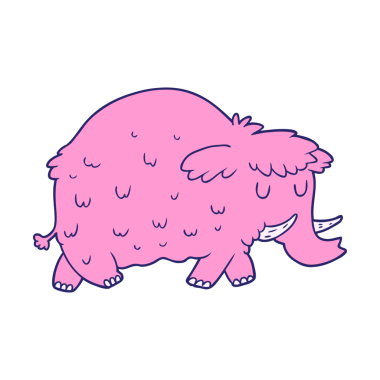 parlak neon renkli tarih öncesi mamut çizgi filmi