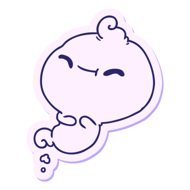 Kamwai 'nin parlak neon renkli korkunç hayaletinin serbest sticker karikatürü.