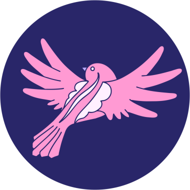 Parlak neon renkli uçan bir kuşun ikonik dövme şekli