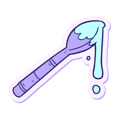 Parlak neon renkli bir kaşık dolusu bal yapıştırması.