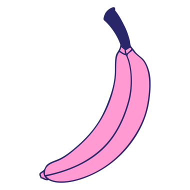 El çizimi, parlak neon renginde tuhaf bir muz çizgi filmi.