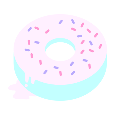 Parlak neon renkli lezzetli bir buzlu çöreğin düz renk çizimi